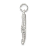 Sterling Silver 925 Men's Compass Charm with Rhodium Polished Finish